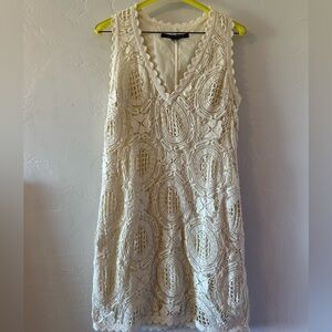 Ivory Cotton Lace French Connection Shift Dress, size 4